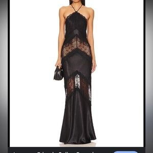 Lovers + friends halter lace dress long black gown dance formal wedding